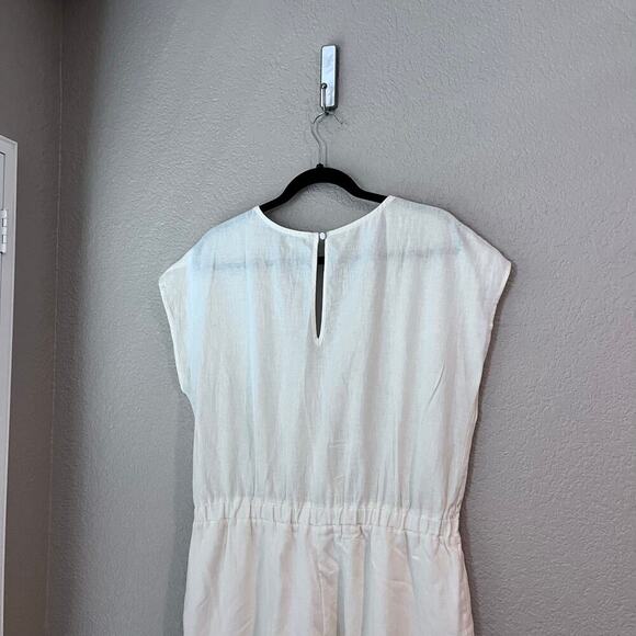 A&F Abercrombie and Fitch Short Sleeve Linen Blend Jumpsuit Butter Yellow Large - Picture 4 of 9